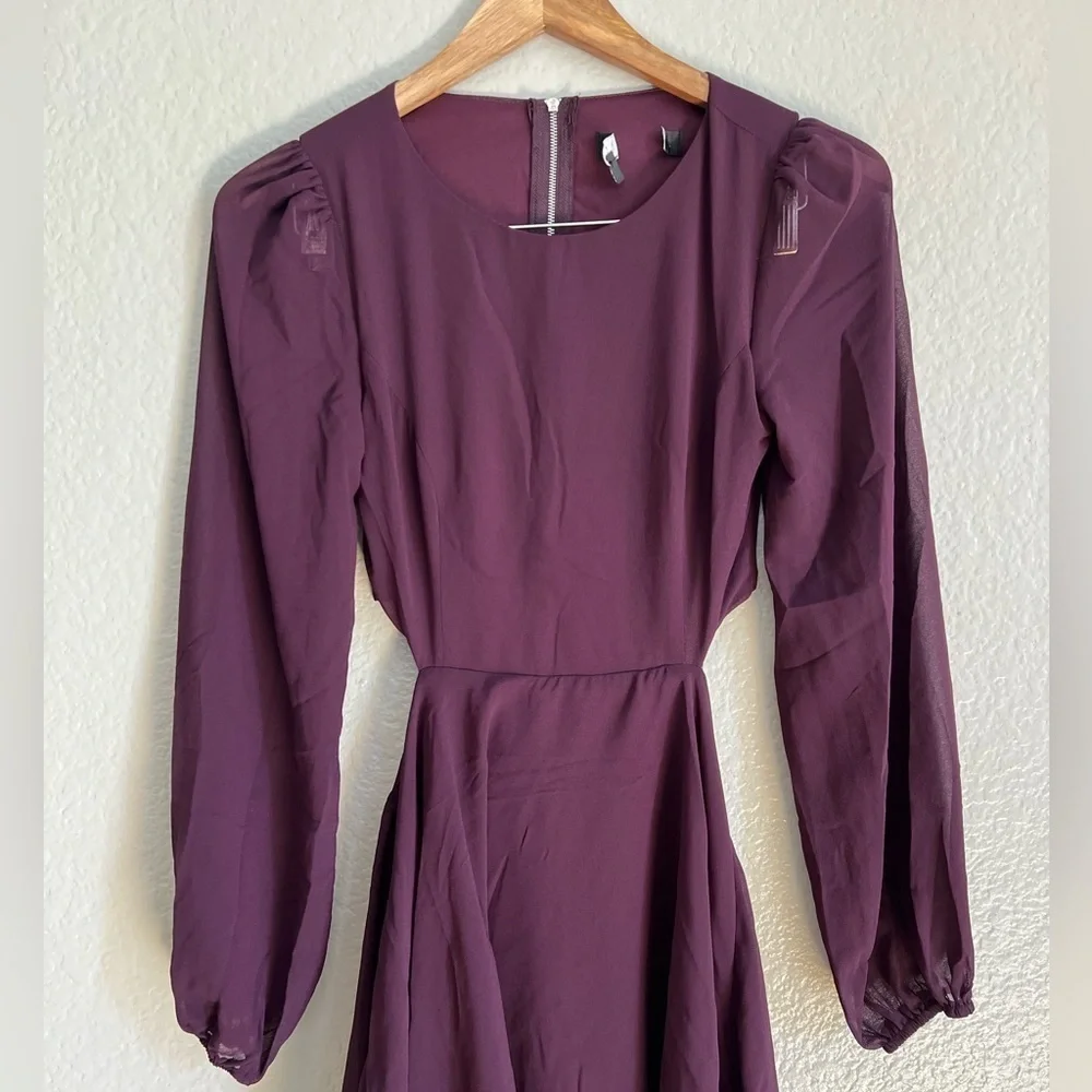 NWOT Garden Bliss Plum Purple Cutout Long Sleeve Tiered Maxi Dress - Picture 5 of 9